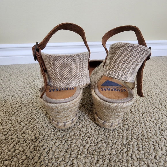 NWOT Verbenas Platform Wedge Espadrille Sandal Strap on Neutral Suede US 9.5 - Picture 12 of 12